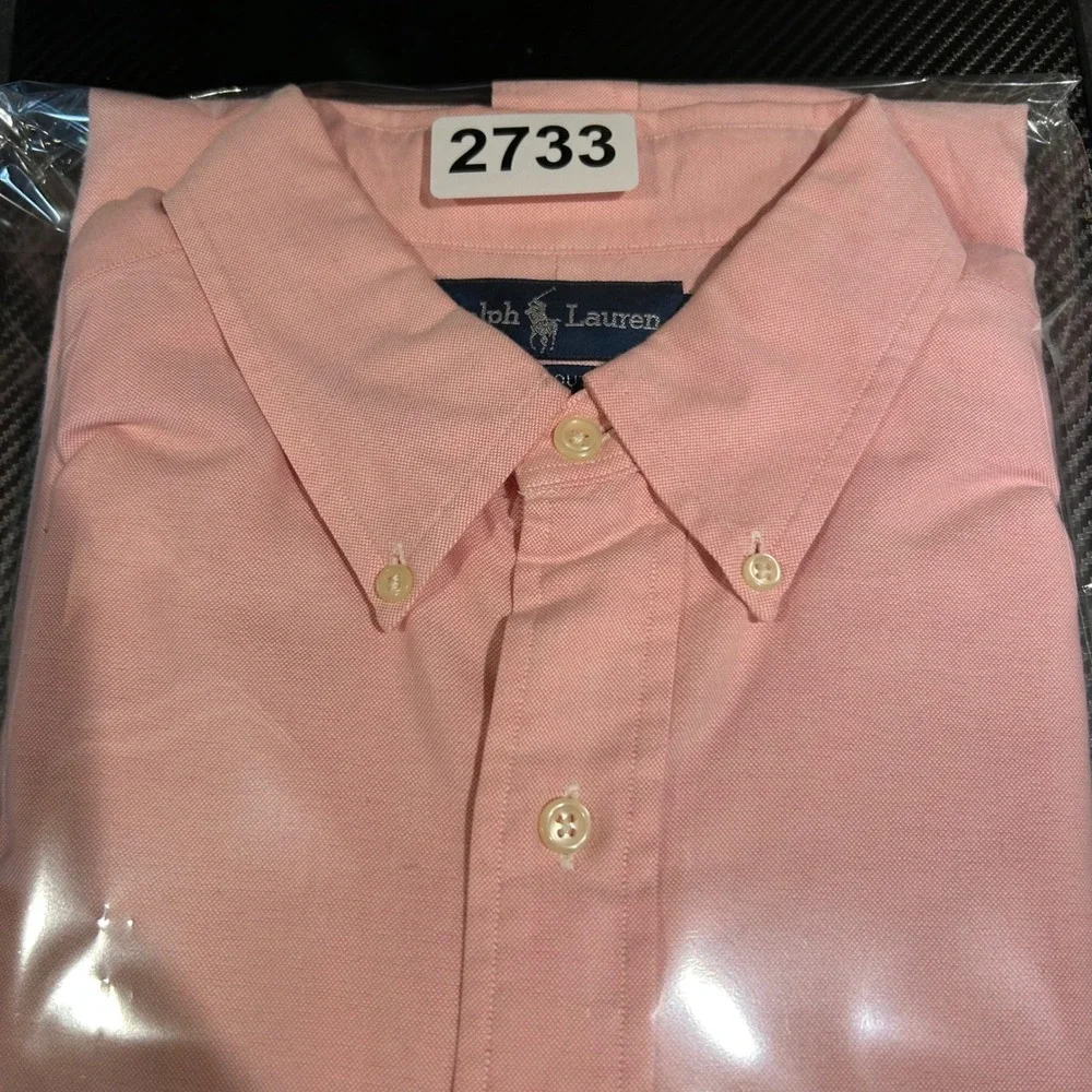 Ralph Lauren Yarmouth Shirt Men 17-34 Pink Oxford Button Down Classic Flesh Pony